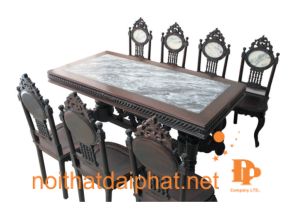 SALON GỖ GỤ MẶT ĐÁ 8 GHẾ