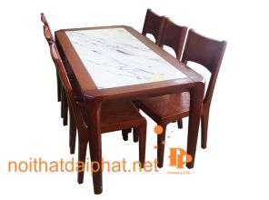 BÀN ĂN XOAN ĐÀO 6 GHẾ  MẶT ĐÁ