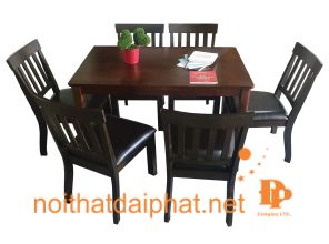 BÀN ĂN GỖ CAO SU 6 GHẾ