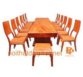 BÀN ĂN GÕ NGUYÊN TẤM 12 GHẾ