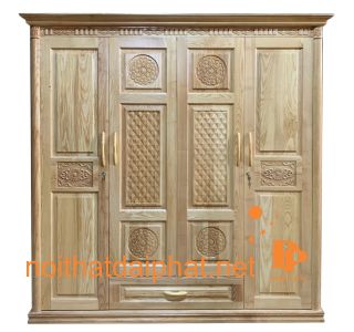 TỦ ÁO 4 CÁNH SỒI HẬU GỖ