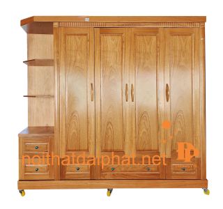 TỦ ÁO 4 CÁNH TRANG TRÍ GÕ