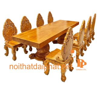 BÀN ĂN VUÔNG NGUYÊN TẤM 8 GHẾ VUA